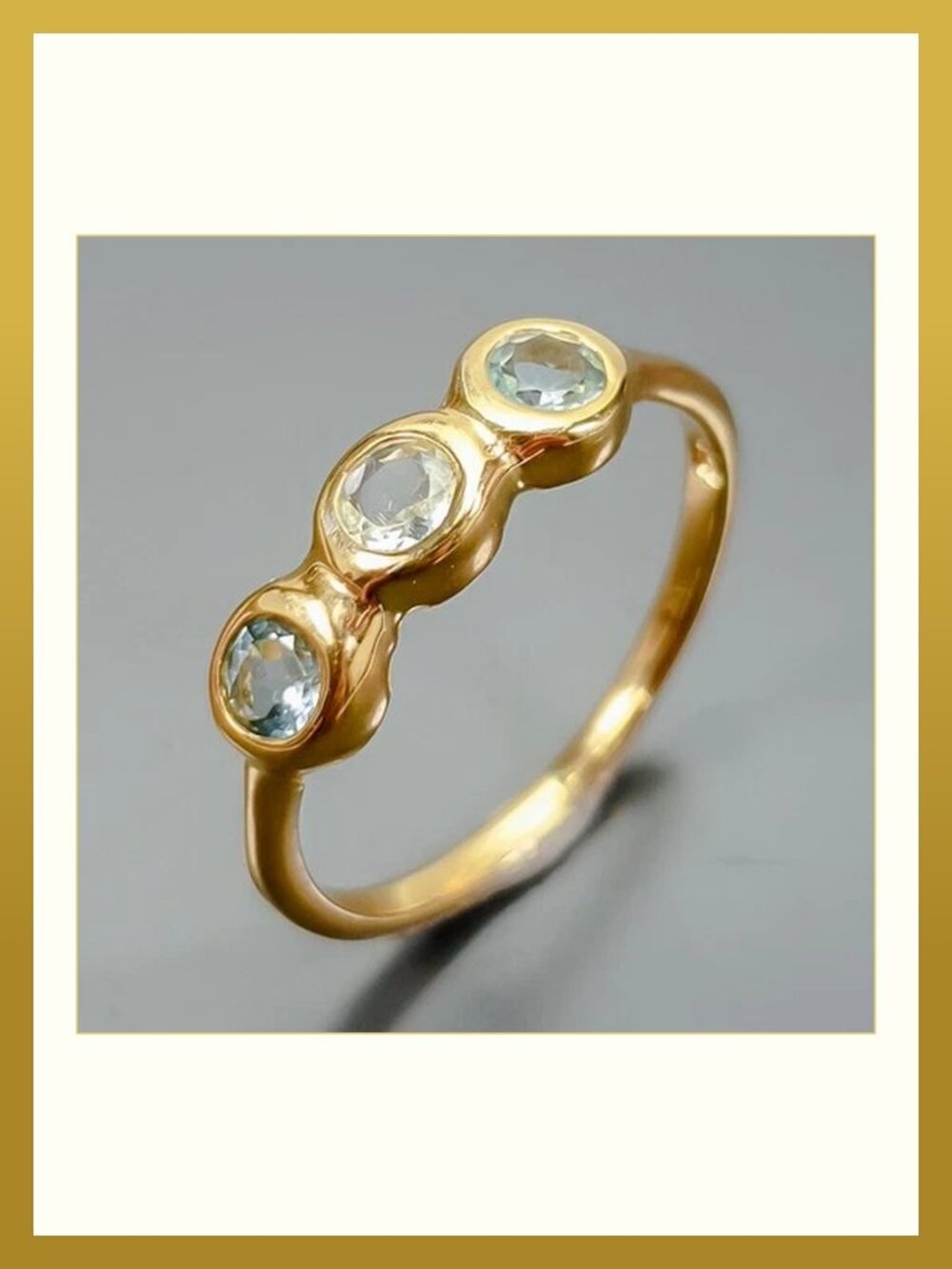 RING Blue Topaz 925 Size 7.5 Gold Plated